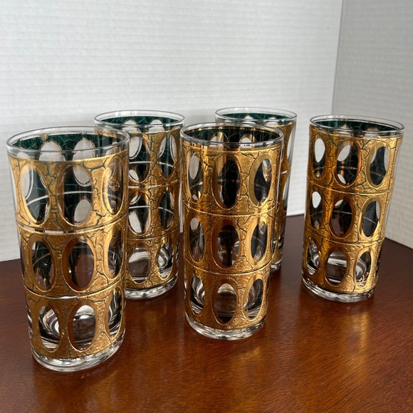 Vintage Set of Five MCM CULVER Pisa Highball/Tom Collins Glasses SIGNED - Picture 2 of 8
